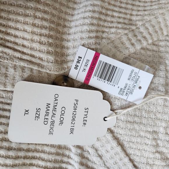 NWT Pink Rose Women's Cardigan‎ V-Neck Waffle Knit Long Sleeves Tie Knot XL - Picture 12 of 14